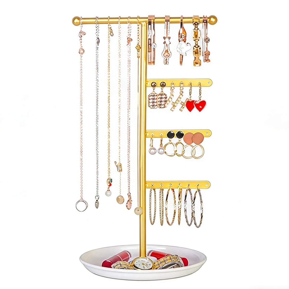Ketting Houder Organizer, Ketting Houder Sieraden Stand Organizer, Metalen Display Stand, T-Vorm Ontwerp, Eenvoudig Sieraden Rack, Voor Ketting, Armband, Ring, Oorbellen