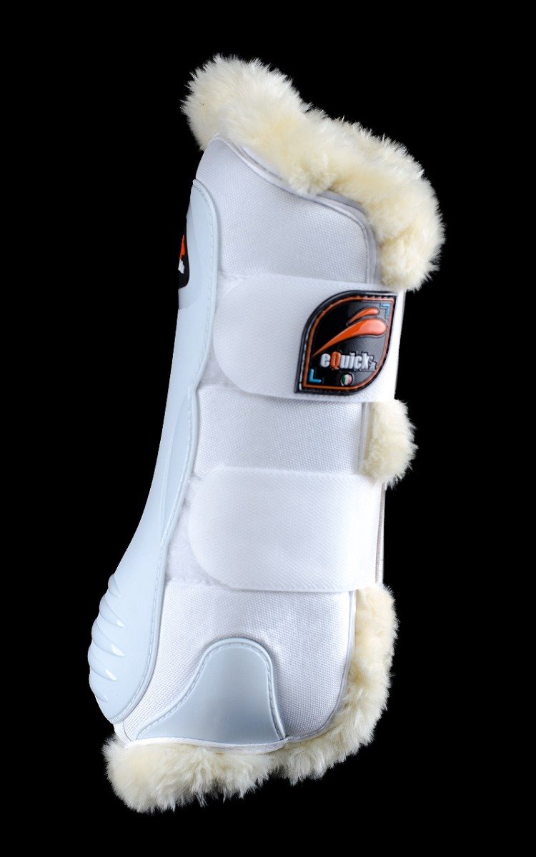 eQuick eKur Luxury Fluffy Dressuur Beenbeschermers Voor-White-M
