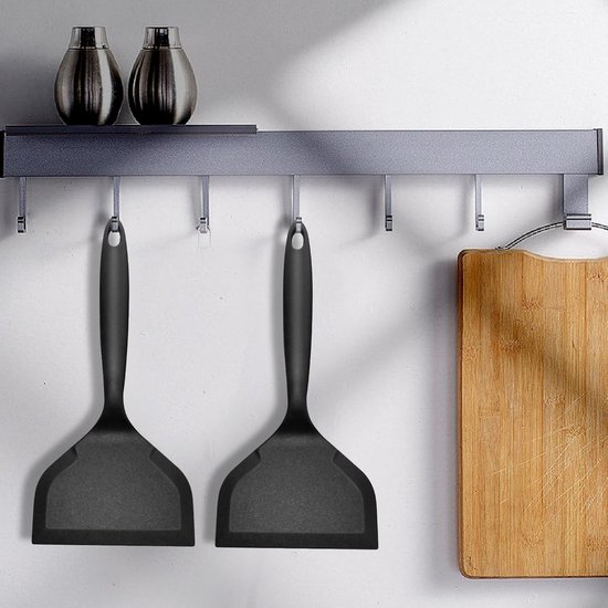 Silicone 2 Stuks, Antiaanbak Hittebestendig Tamagoyaki Pannenspatel Voor Koken Vis, Pannenkoeken, Eieren, Pizza, BPA-vrij (Zwart) — afbeelding 5