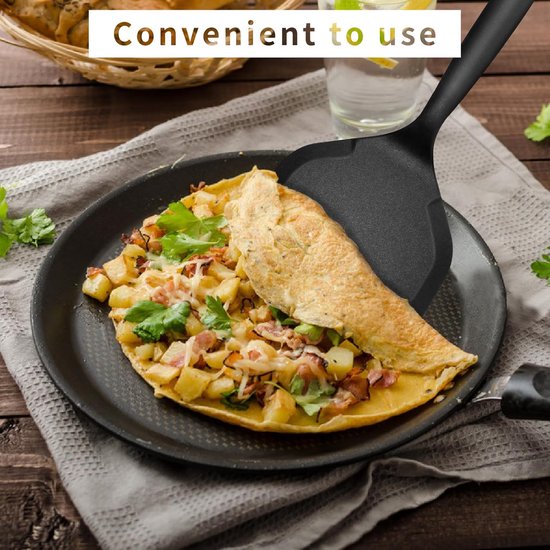 Silicone 2 Stuks, Antiaanbak Hittebestendig Tamagoyaki Pannenspatel Voor Koken Vis, Pannenkoeken, Eieren, Pizza, BPA-vrij (Zwart) — afbeelding 3