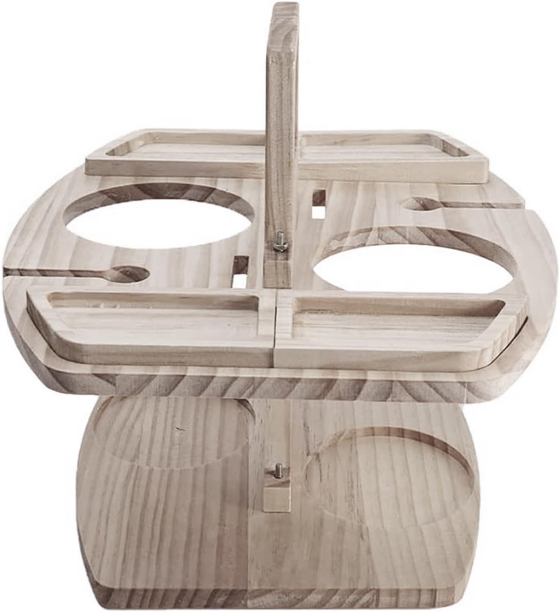 Picknick wijntafel, klaptabel voor picknick met houder voor rode wijnglas, houten mini snack dienblad, draagbare outdoor picknicktafel voor picknick, camping, strand — cadeau in Kookcadeaus - foto 5