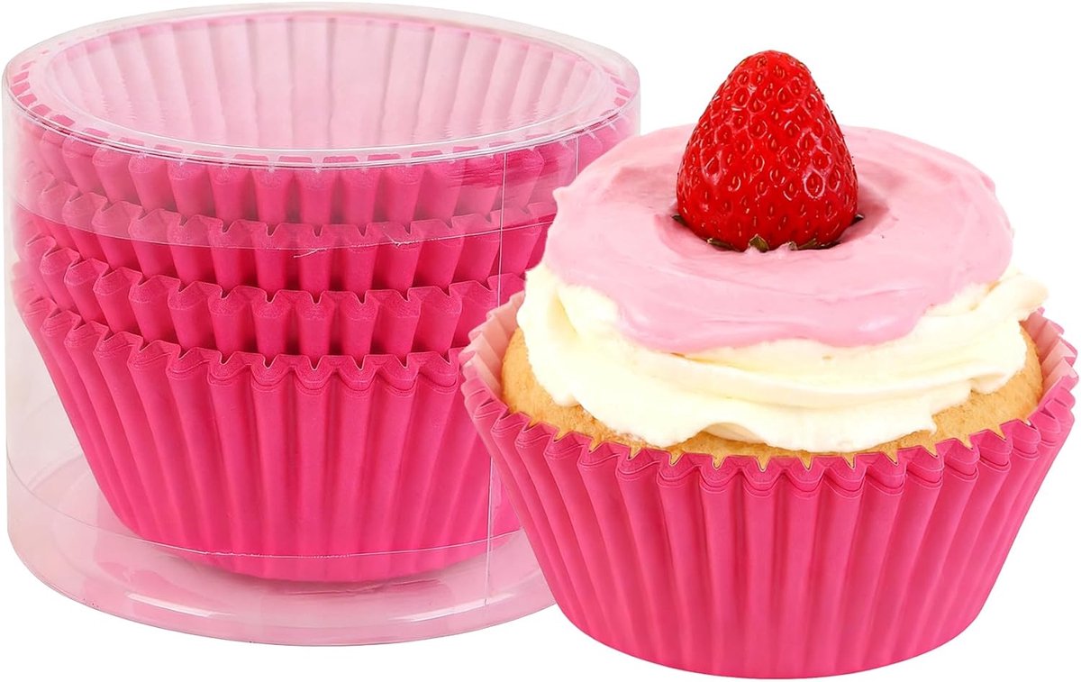 bakvormpjes, 100 stuks, standaard papieren muffinvormpjes, voedselveilige cupcake-vormpjes, vetdichte muffinvormpjes, anti-aanbak-bakvormen van papier voor bruiloften