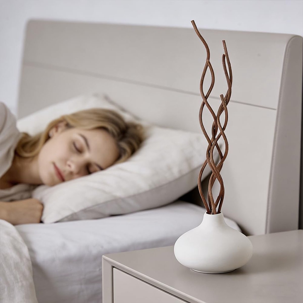Vaas Aardewerk Decoratieve Bloem Vazen met 15 Stks Bruin Golvend Rotan Riet Diffuser Sticks Kleine Aardewerk Vazen voor Boeket Pampas Gras Gedroogde Verse Bloemen