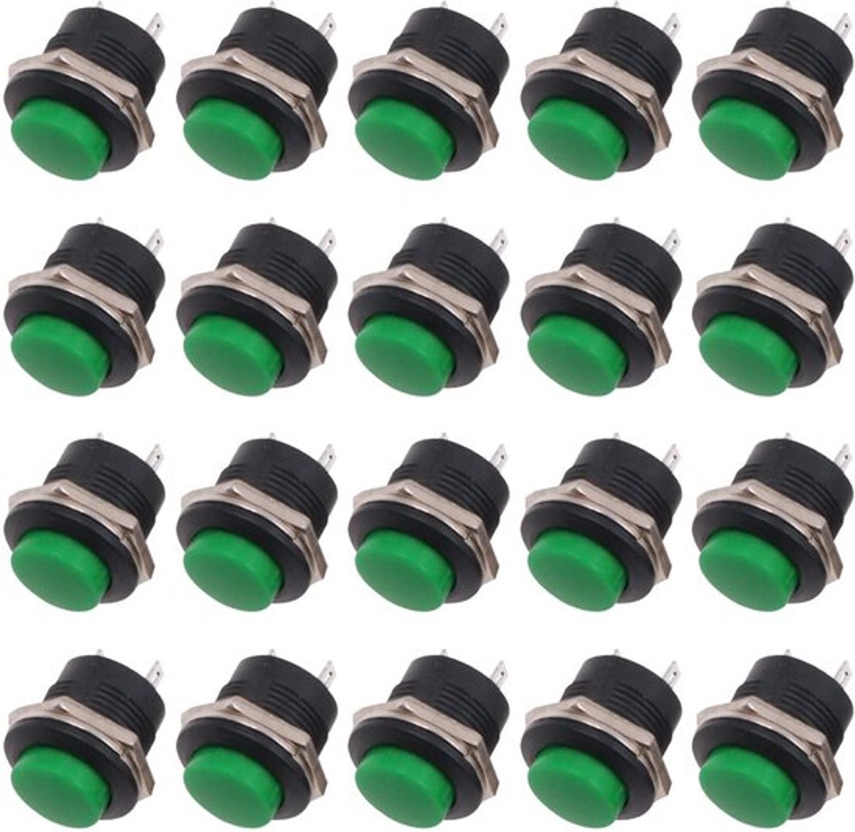 Jhubersproducts - Drukknop - Mini ronde schakelaar - 20 stuks - Groen