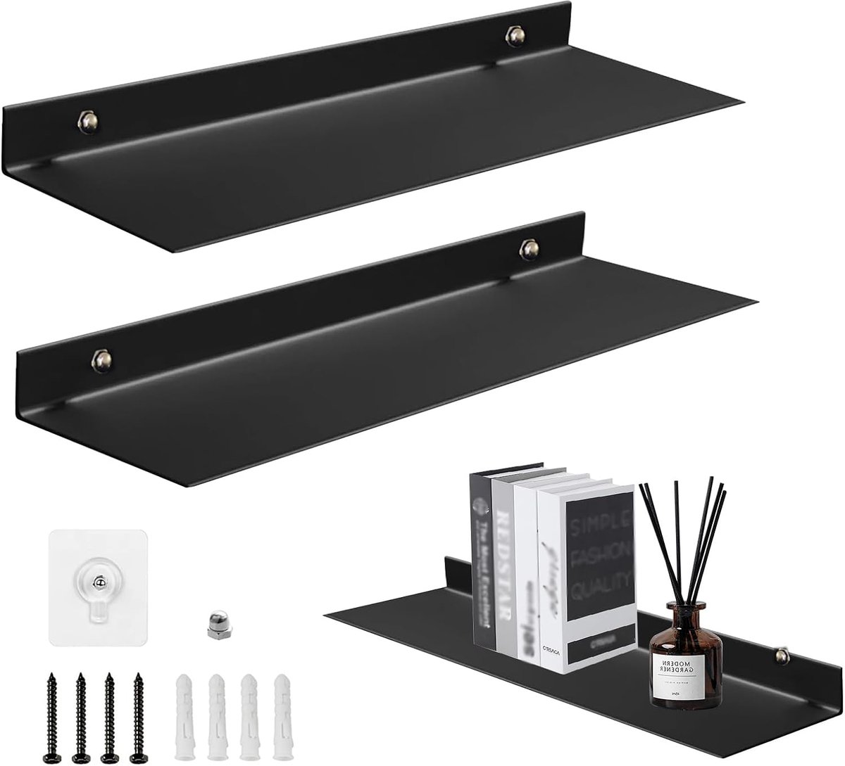 zonder boren, badkamer, klein wandrek, set van 2 stuks, 25 × 10 cm, wandrek van acryl, zwevend rek, twee montagemogelijkheden, geschikt voor badkamer, woonkamer, keuken, slaapkamer, kantoor