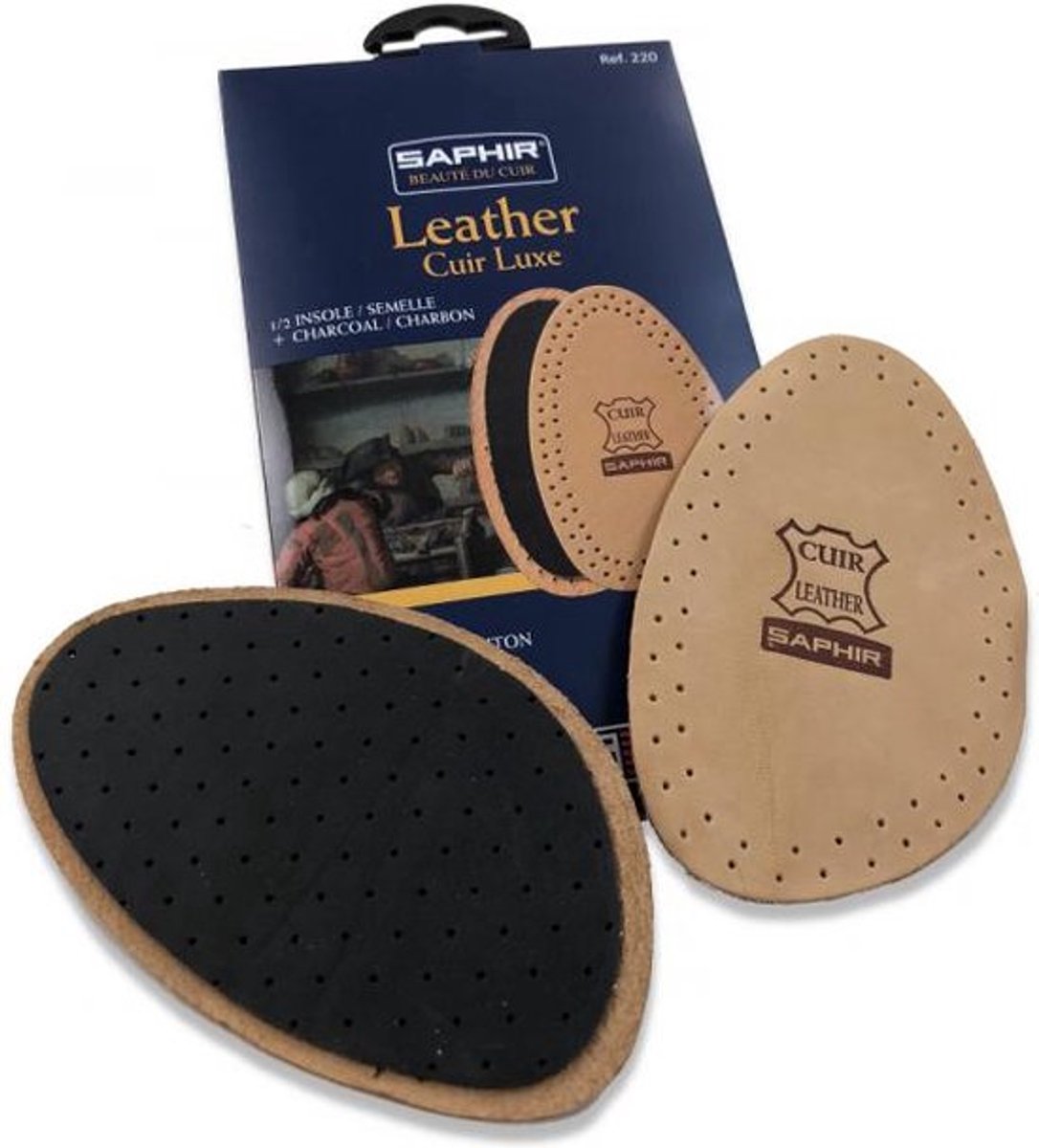 Saphir - halve binnenzolen in leer en steenkool op latexschuim - maat 44/46