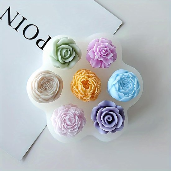 Mallen silicone rozen anjer pioen vormen gieten mallen, 3D roos mini bloem kaars mallen voor zeep chocolade aromatherapie DIY decoratie — afbeelding 4