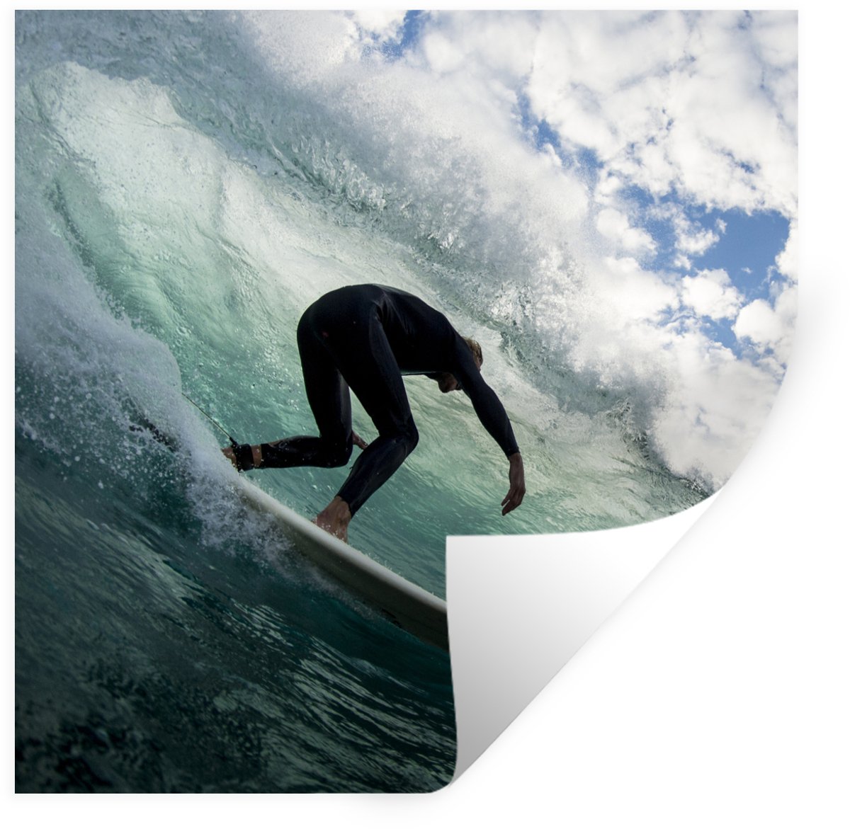 Muurstickers - Sticker Folie - Surfer op golfen - 120x120 cm - Plakfolie - Muurstickers Ki