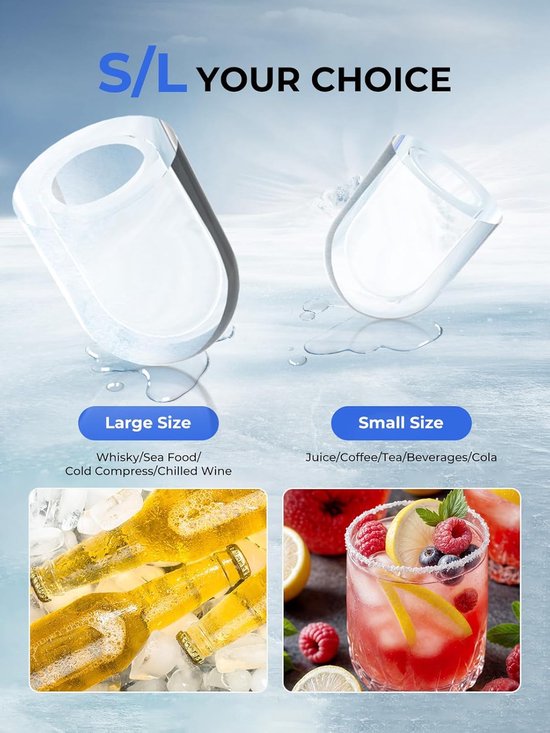 IJsmachine - IJsklontjes Maker - Drankjes Koelen - Snelle IJsblokjes Productie - 14kg per 24 uur - Wit — afbeelding 3