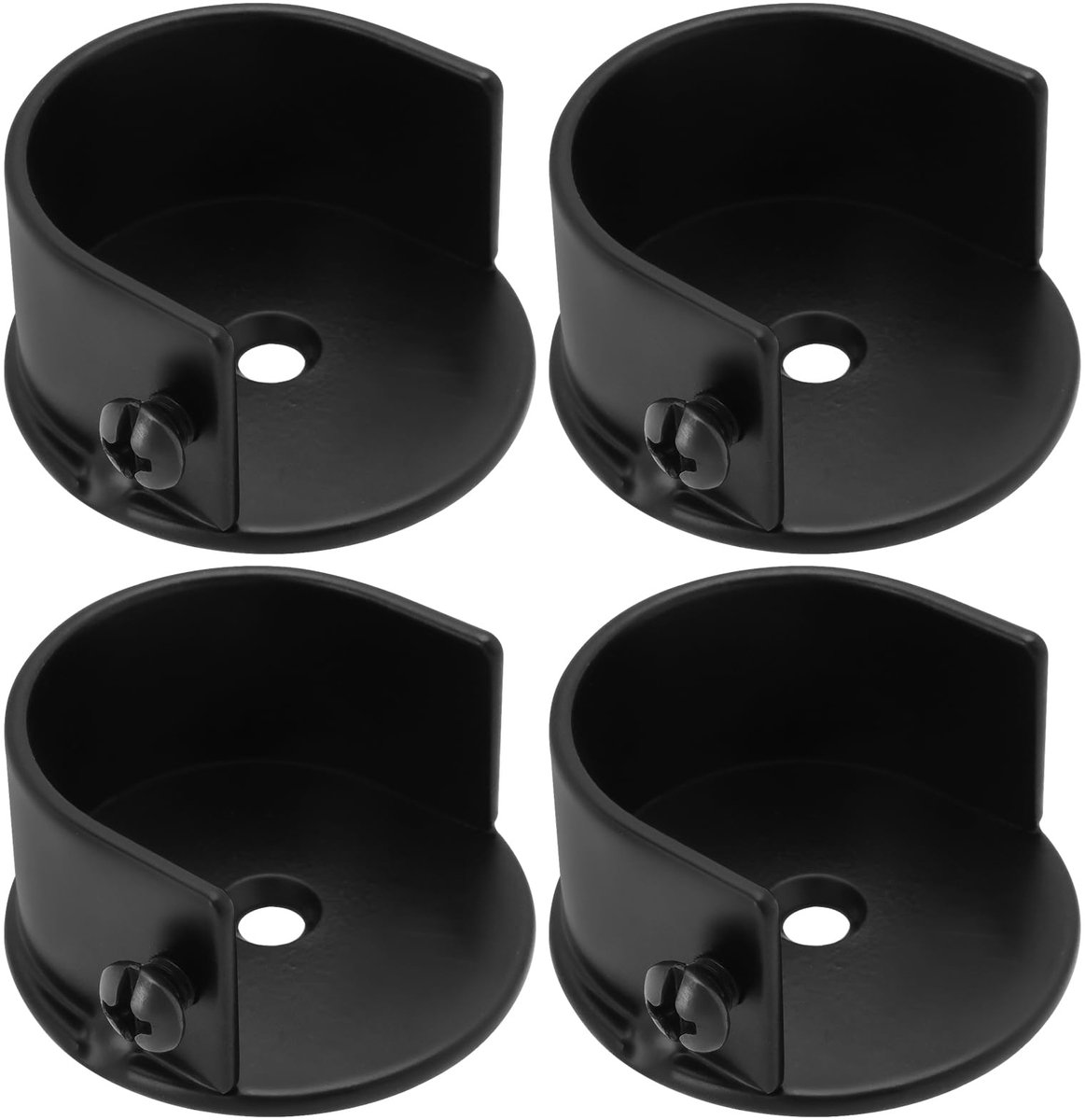 4 stuks raamdecoratie Romeinse staaf flens basis gordijnroede met verstelbare schroef U-vormige plug voor 28mm staaf zwart
