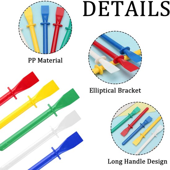 Spatels, spatels voor PVA-lijm, felgekleurde plastic spatels, applicator, knutselaccessoire voor tieners, voor kunst, knutselen, school, thuis, rood, geel, blauw, groen, wit — afbeelding 2