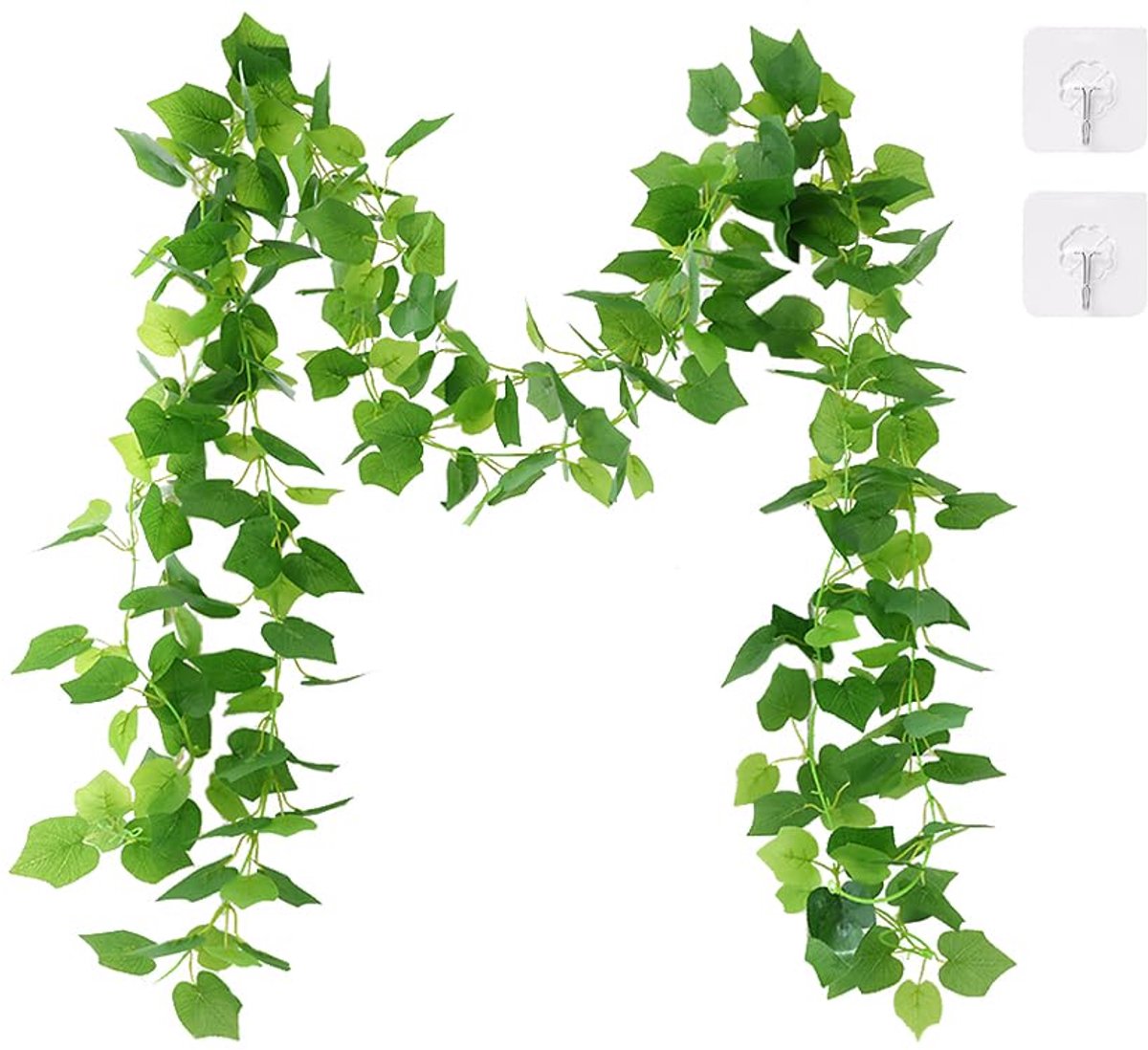 2 stuks kunstslinger, klimop, eucalyptusslinger, hangende groene bladeren, decoratie, klimop, kunstslinger voor bruiloft, feest, tuinterras, kamer, muur, 2,4 m