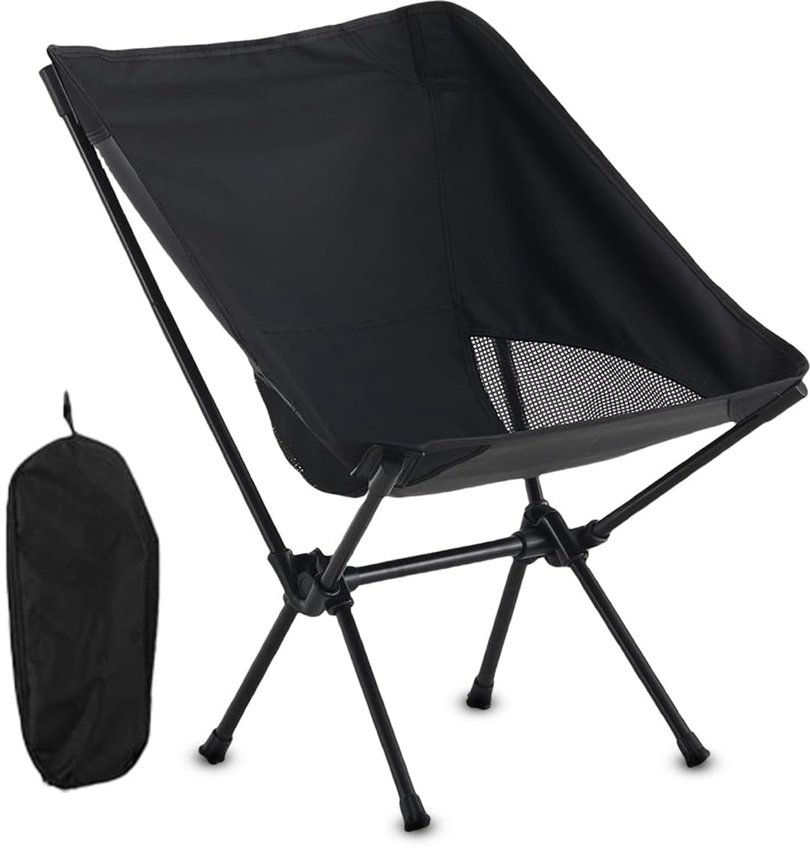 opvouwbaar, campingstoel, extra brede campingstoel met draagtas voor volwassenen, outdoor klapstoel voor kamperen, rugzakreizen, picknick, vissen, wandelen en meer (zwart)