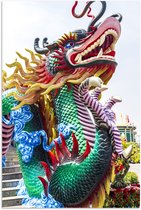 Poster 20x30 cm - Kleurrijke draak voor een tempel in China - Posters - Kamer decoratie - Wanddecoratie woonkamer - Muurdecoratie slaapkamer