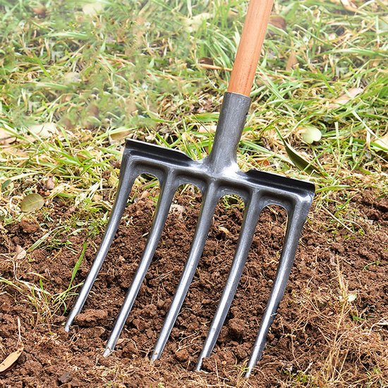 Tuingraafvork van Hoog Koolstofstaal, Geschikt voor Het Bewerken van Alle Soorten Grond, Ideaal voor Zware Projecten (5 Tine) — afbeelding 4