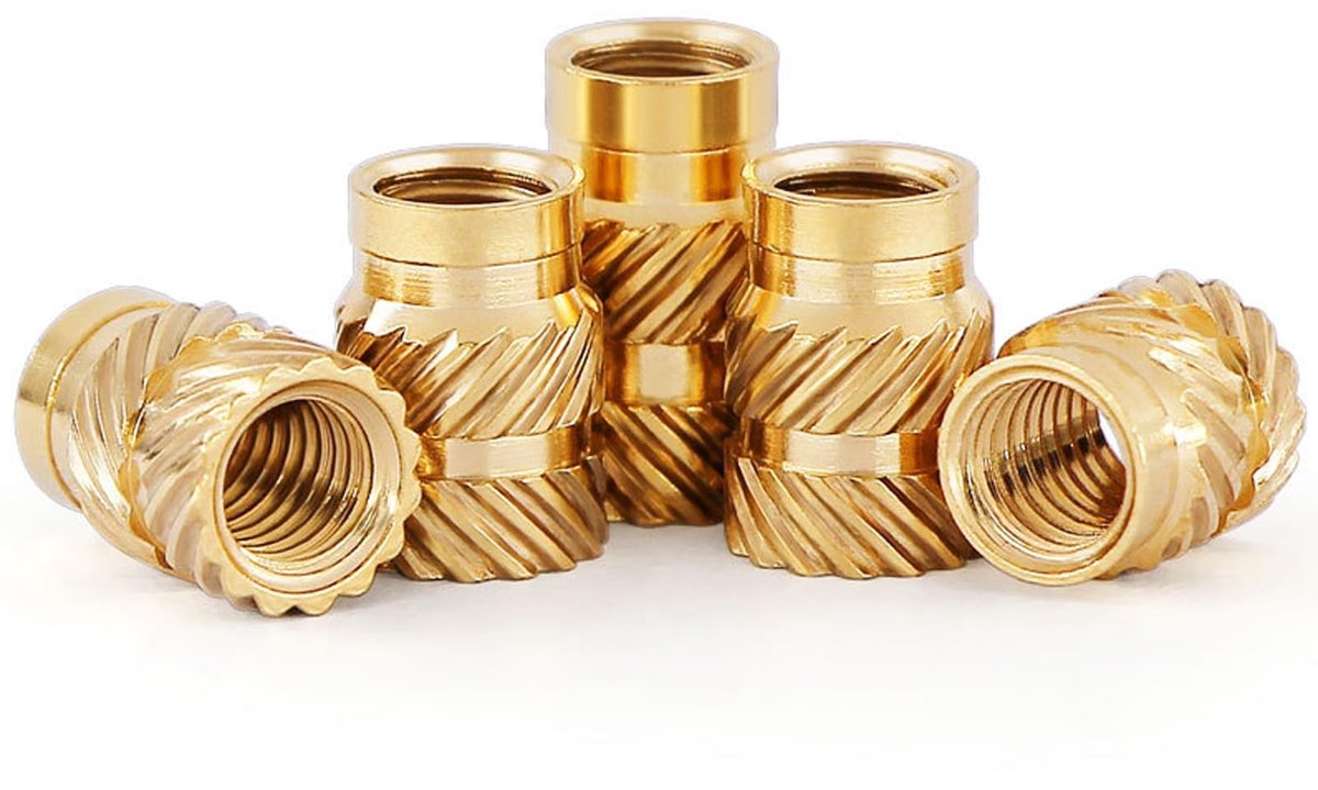 Dailygoods- Schroefdraadinzetstukken 100 stuks - M1,6 x 3 x 2,5 mm - Warmte-inzet C3640 Messing - Gekartelde Moeren - Binnendraad voor Kunststof - Geschikt voor 3D-print