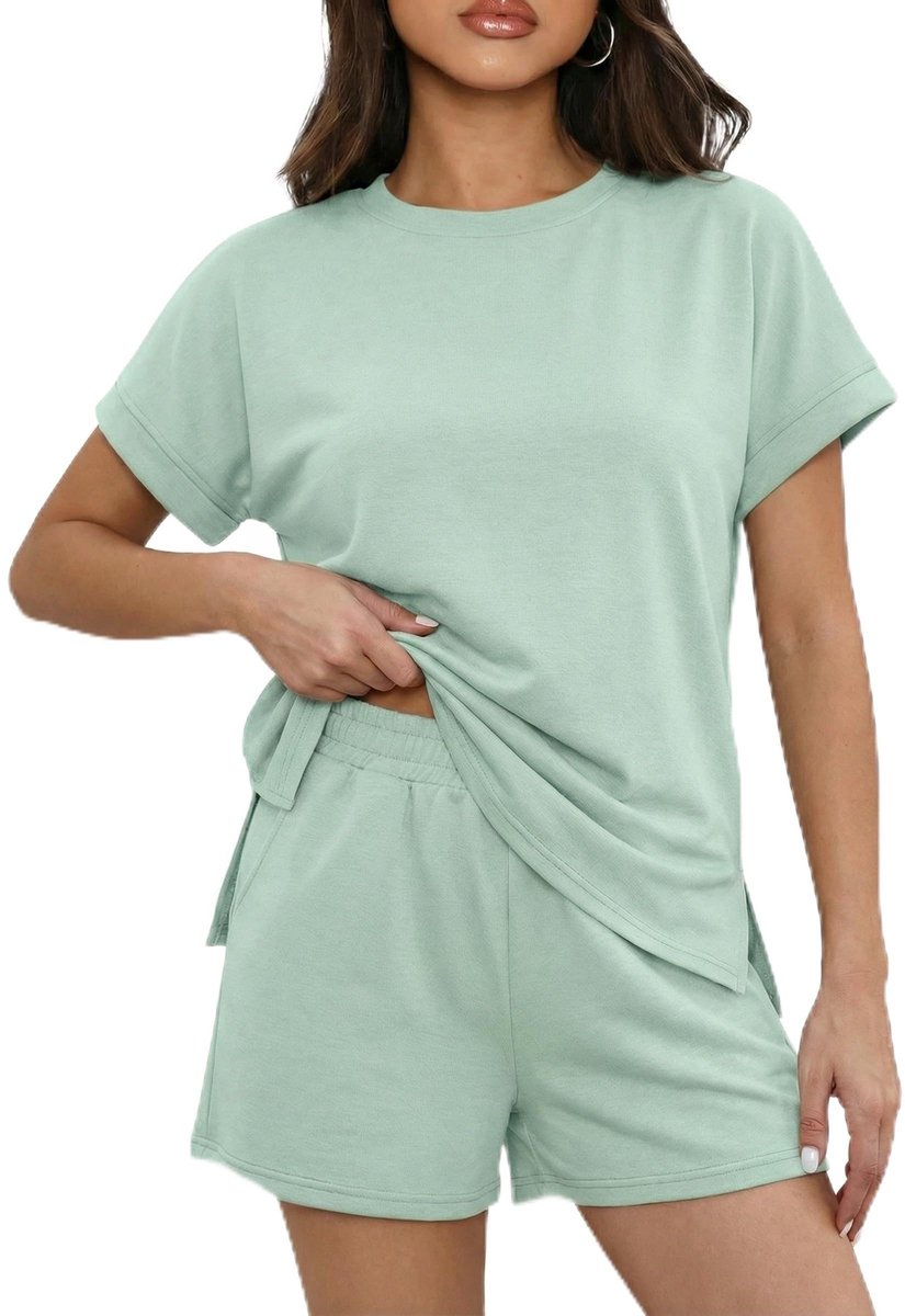 Dailygoods- Co-ord Set Dames - 2-delige Outfit - Elegante Losse Pasvorm - Zomerset met Zakken - Gesplitste Zoom - Comfortabel en Stijlvol - Tweedehands Damesoutfit