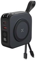 5 in 1 Travel Power Bank | 10.000mAh Draadloze Oplader | Wereldstekker | Reisstekker | 22.5W Snellader | Geschikt voor MagSafe | Zwart