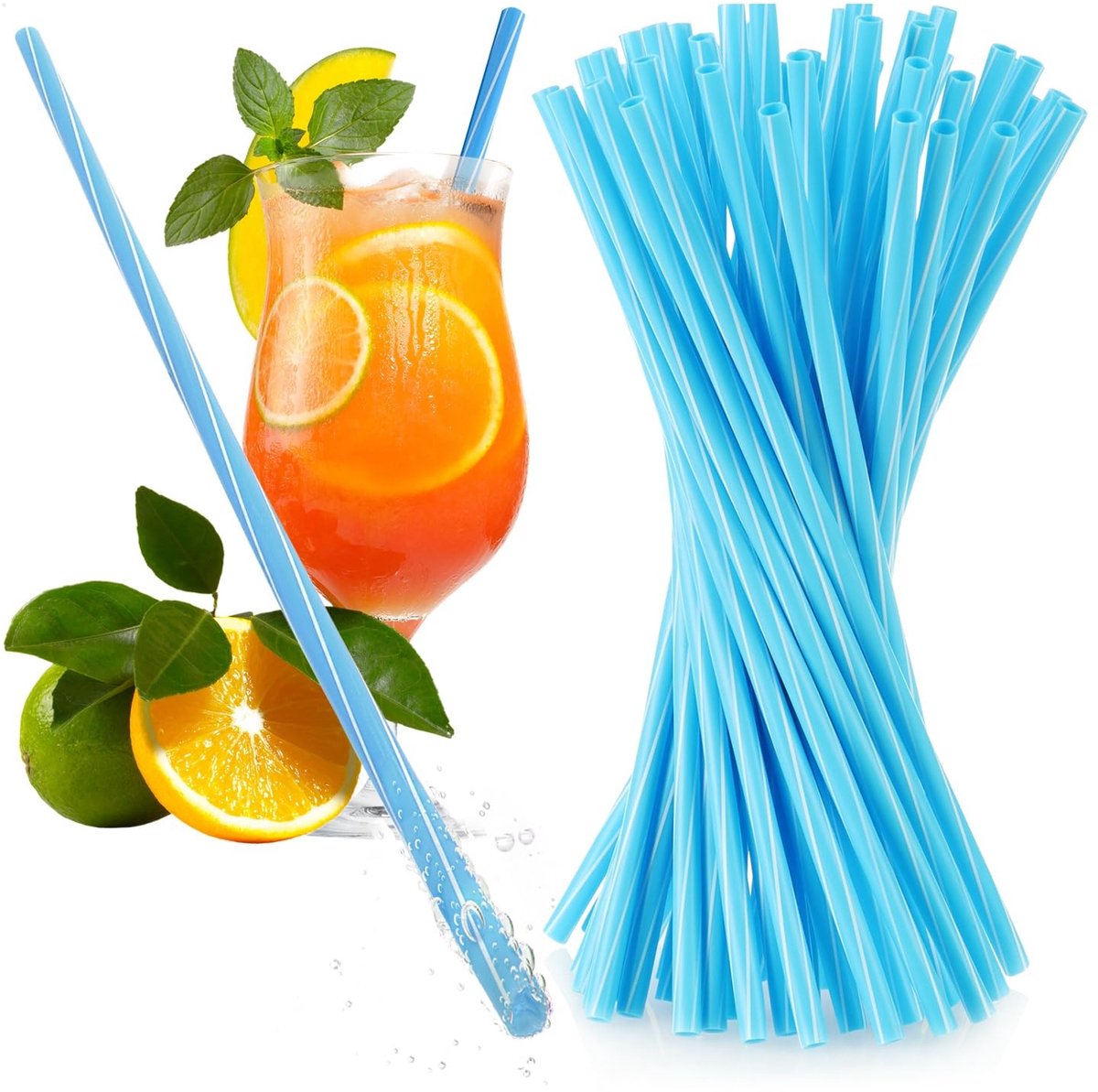 Dailygoods- Drinkrietjes 50x - Herbruikbaar - Vaatwasserbestendig - 22 cm - Voor smoothies/cocktails - Duurzaam alternatief - Rietjes
