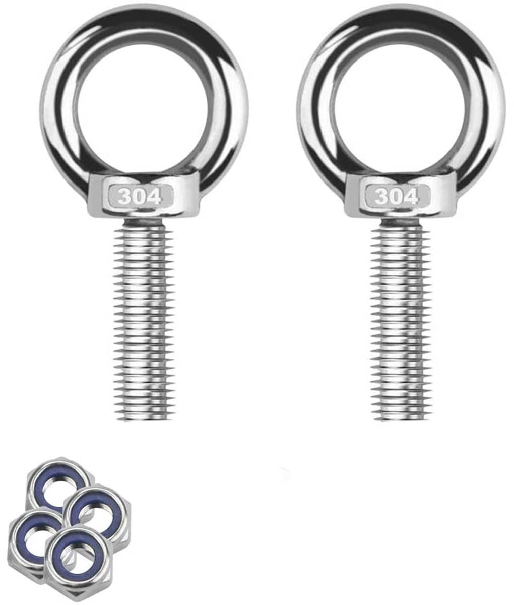 Dailygoods- Oogbout Roestvrij Staal M10x35 - Oogbout/Ring - 2 Stuks - Bevestigen/Hangen - Voor Omheiningen/Zonnezeilen - Schokbestendig - Bevestigingshaak