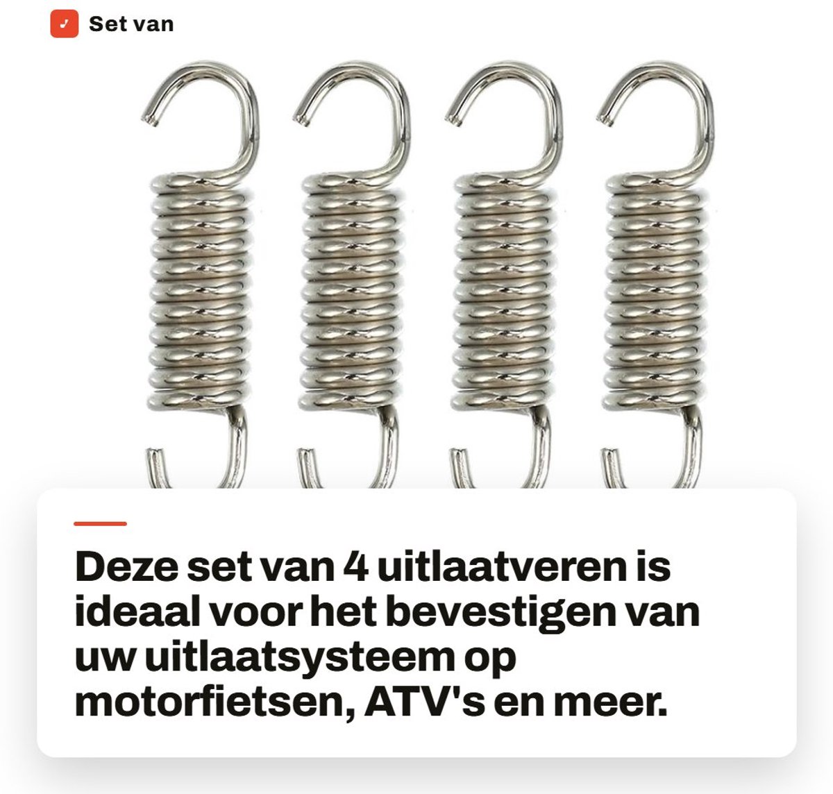 Dailygoods- Uitlaatveer Universele Pasvorm - 4 Stuks - Roestvrij Staal - Waterdicht - Corrosiebestendig - 43mm Lengte - Uitlaatveer Set