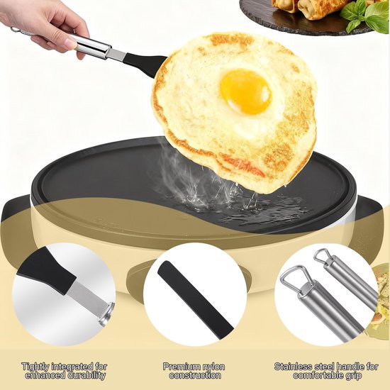 Set van 3 crêpes verdelers, crêpe gereedschap, roestvrij staal 304 en siliconen crêpe keerder deegverdeler, palatschinken accessoires voor thuis, keuken, bakken, koken, bakgereedschap — afbeelding 2