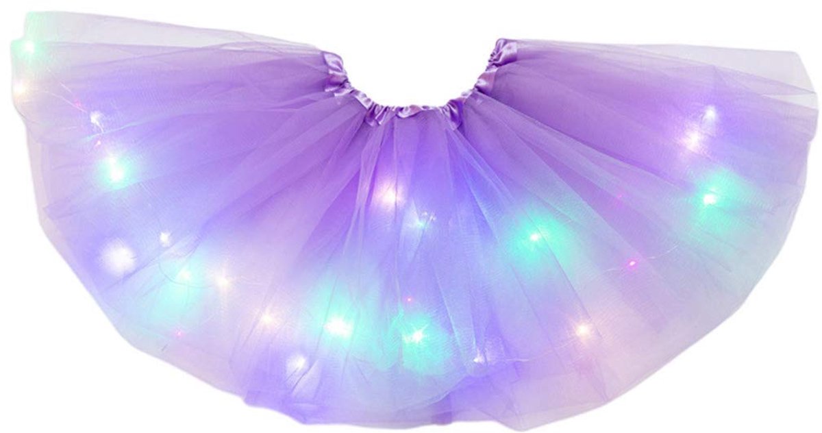 Wantohave Lichtgevend Tutu Rokje Mini Meisjes - Lila - RGB Verlichting - One Size - 3 t/m 8 Jaar