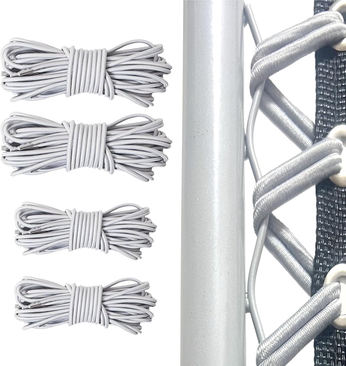 Elastiek voor universele ligstoel, 4 stuks (2 x 2,2 m + 2 x 1,4 m) voor relaxstoel, Zero Gravity, elastisch, ligstoel, kort touw vervangt het bovenste deel van het touw