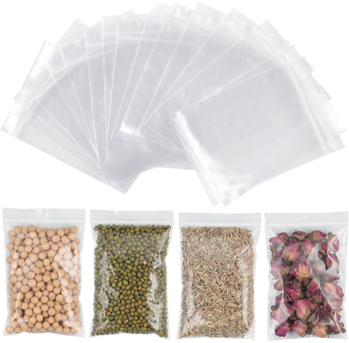 100 stuks kunststof zakjes 10 x 15 cm, hersluitbare voedselzakken, transparant, ziplock-zakjes voor sieraden, elektronische componenten