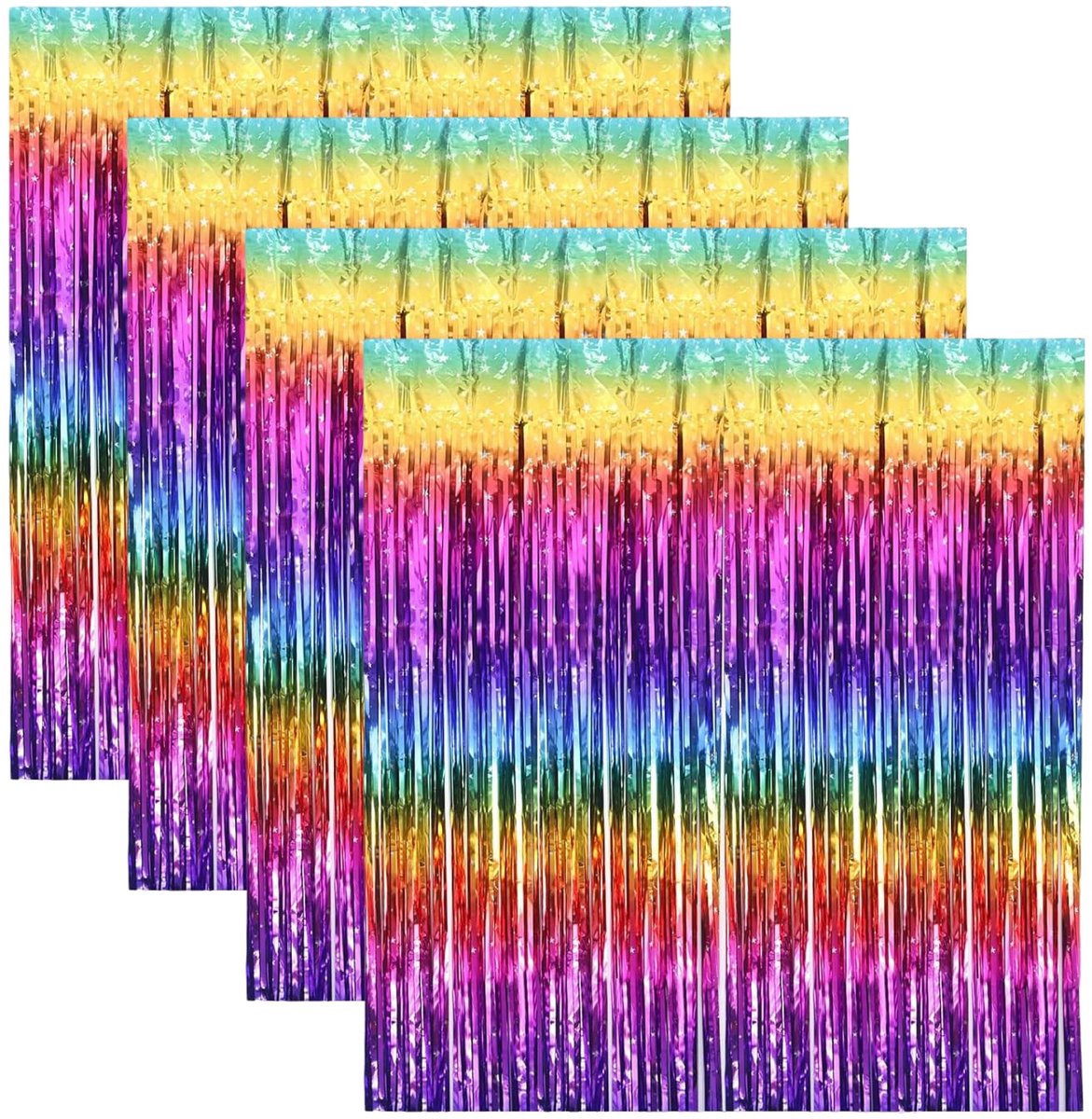 Gordijnen, kleurrijk, glittergordijn, lametta, regenboog, glitter gordijn voor verjaardag, bruiloft en podiumoptredens, carnavaldecoratie, 1 m x 2 m