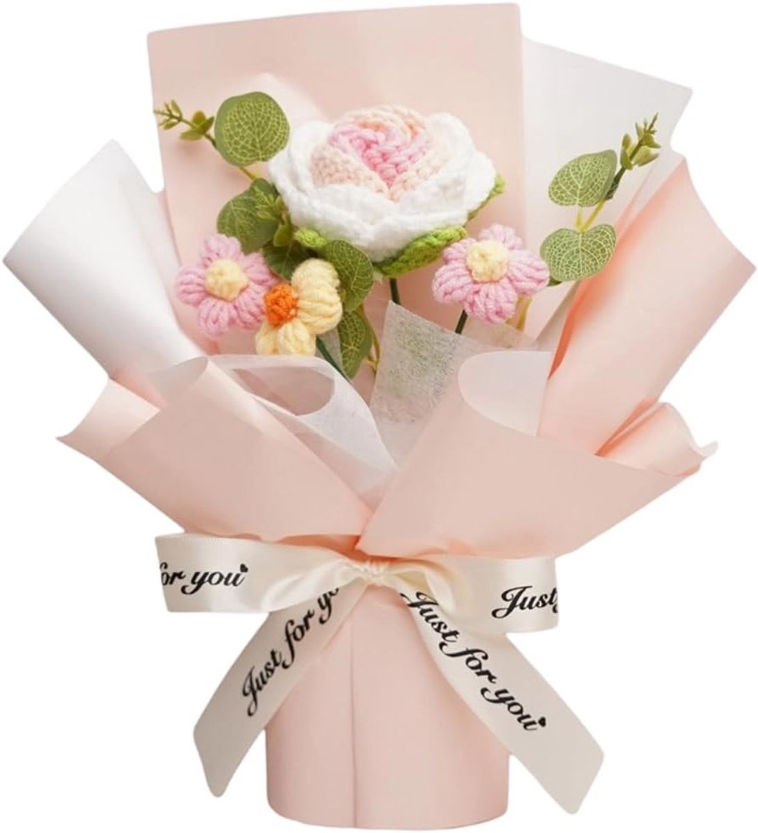 Gehaakte Rozen Bloemenboeket Kits voor Handgemaakte Kaarten en Tassen - Romantische Polyester Bloemen voor Verjaardag en Valentijnsdag Geschenken voor Vrouwen
