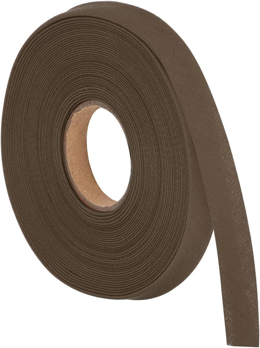Dubbelgevouwen biaisband van polyester en katoen, brede vouwtape voor naaien, zomen en quilten (10 meter, bruin)