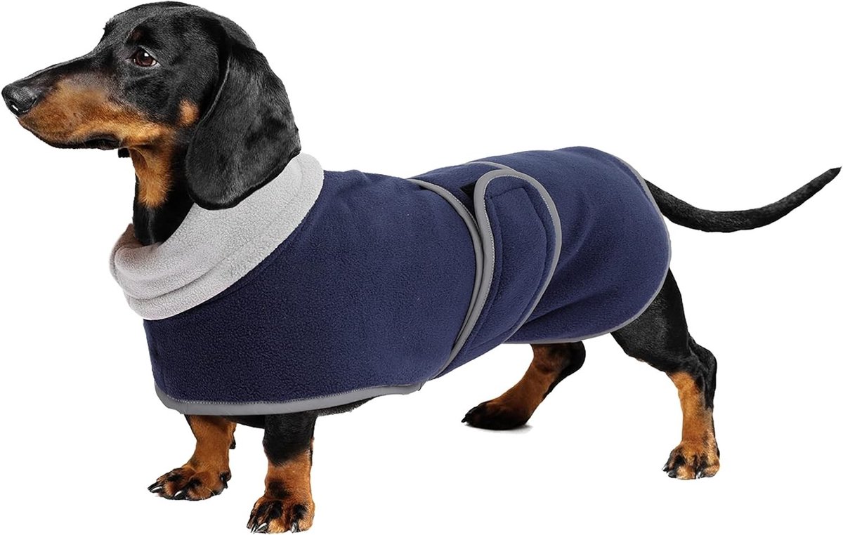 Warm thermisch gewatteerd hondenjack voor de winter, fleece voering, verstelbare banden voor kleine en middelgrote honden, ideaal voor buitenactiviteiten, navy kleur, maat XS