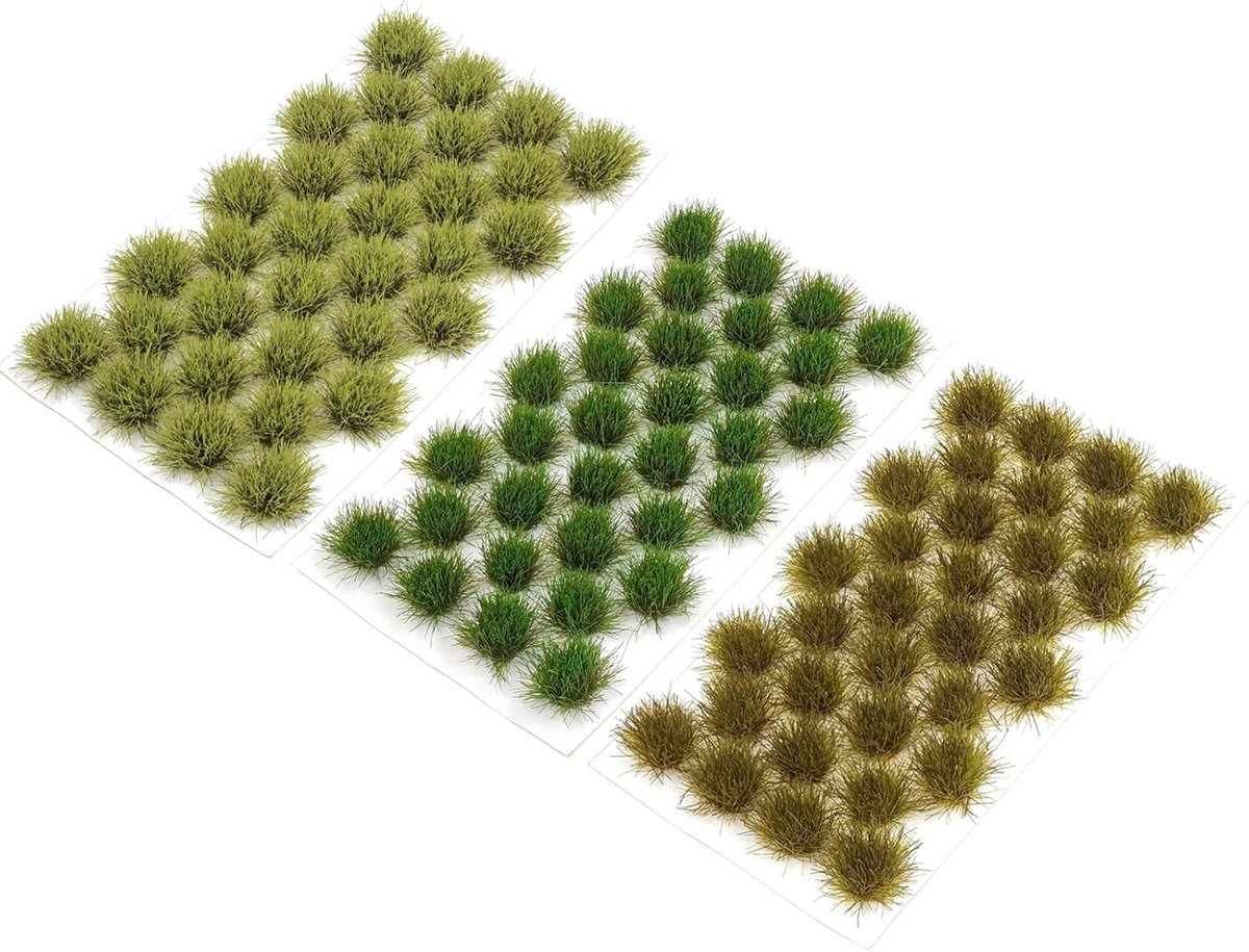 Statische Grasblokken Set van 96 Stuks voor Modelbouw, Miniatuur Landschappen en Spoorweg Diorama's