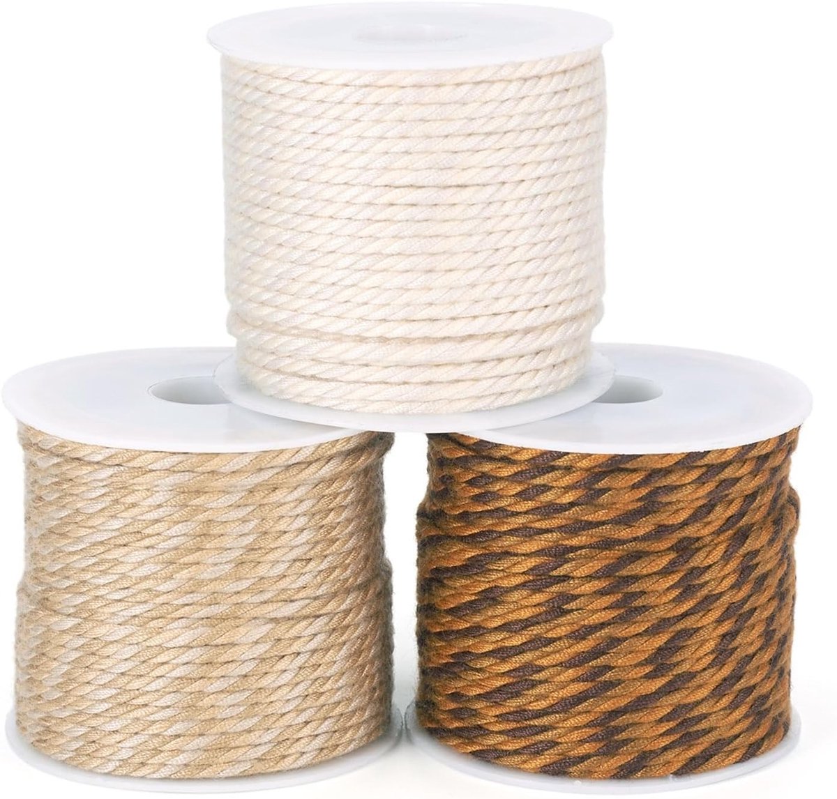 Ronde Gevlochten Polyester Koord 2mm - 3 Rollen Touw voor Macrame, Vriendschapsarmbanden en Sieraden Maken in Zadelbruin