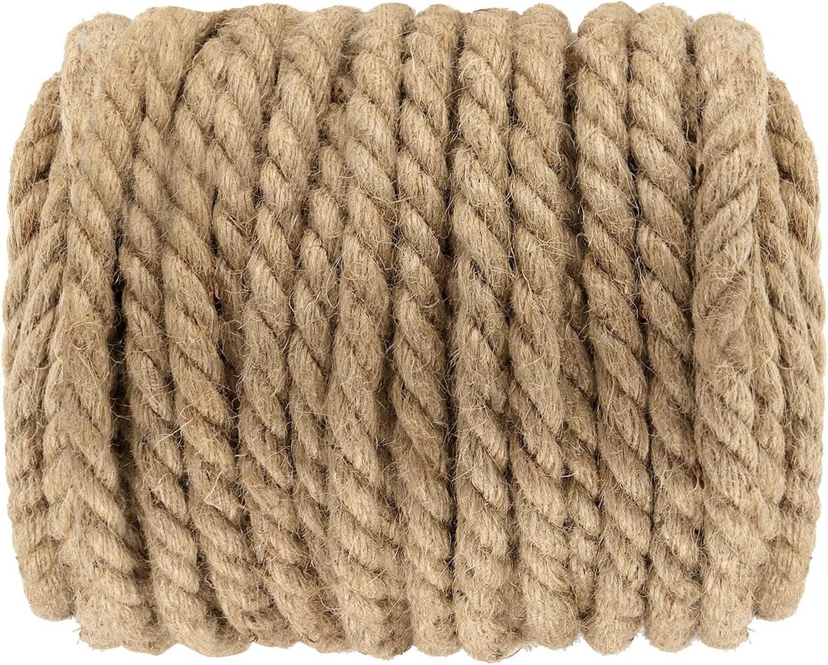 Natuurlijke Jute Touw van 10mm, 50 Meter Dikte voor Knutselen, Tuinieren en Decoratiegebruik