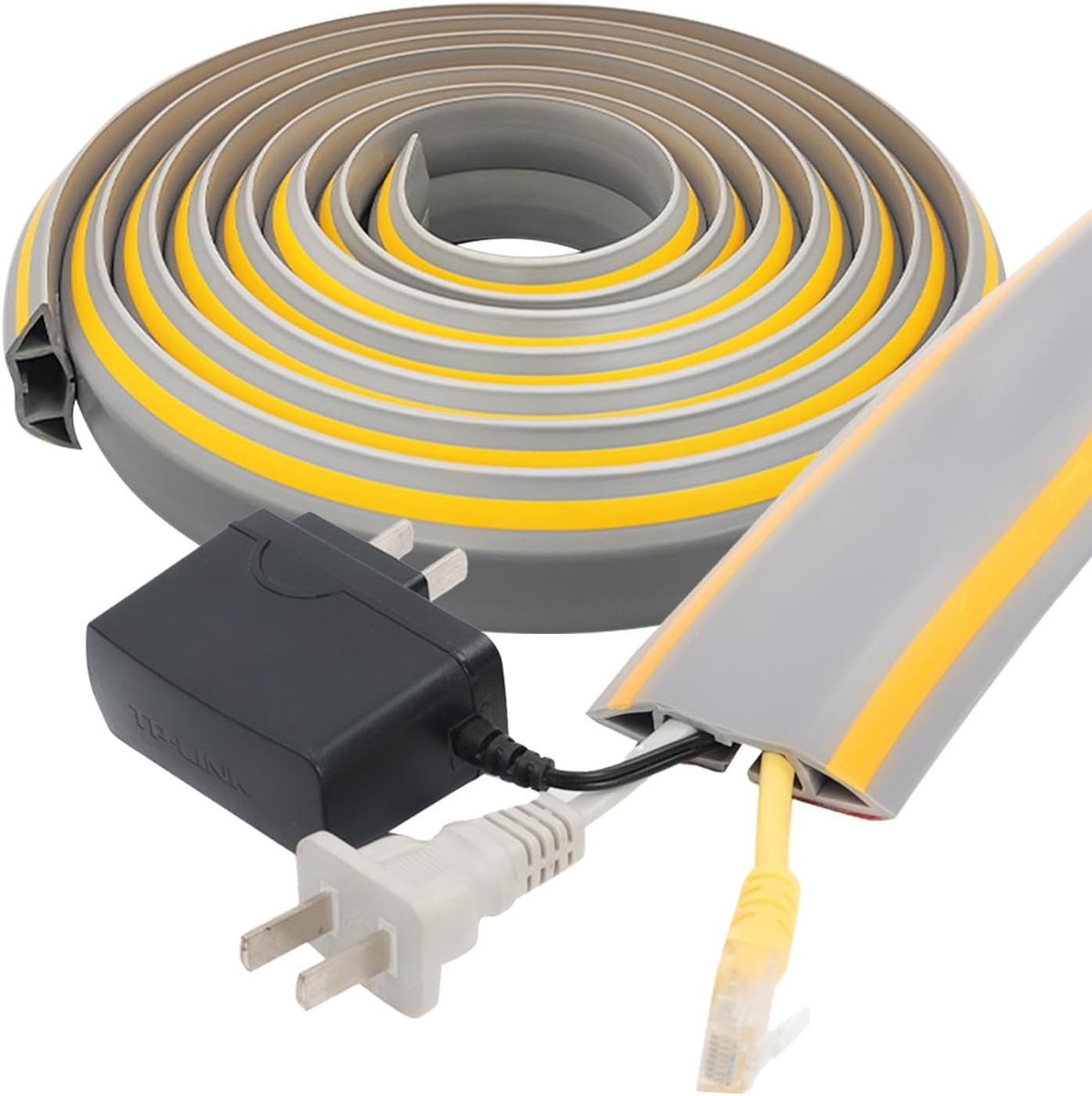 SnelShoppen - Kabelgoot Onder 3 m, Afkappaar, PVC Kabelgoot, Zelfklevend voor Buiten, Voor Kantoor, Werkplaatsen, Magazijnen, Wegen (Grijs)