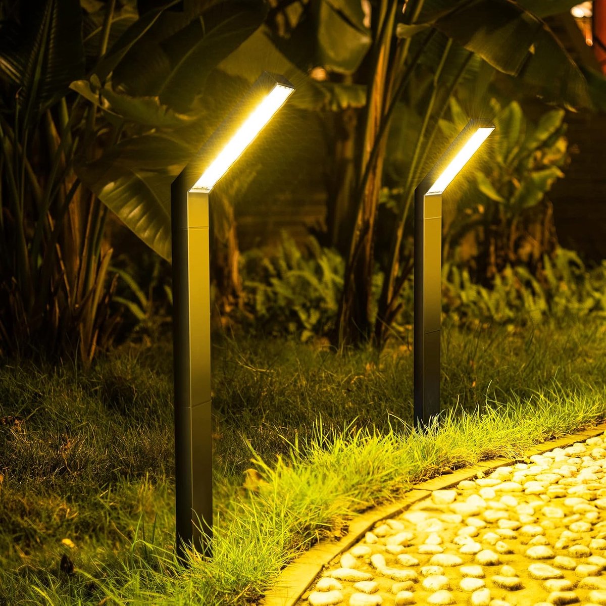 Thijox - Solarlamp voor Buiten, 2 Stuks Tuinlampen op Zonne-energie met 3 Lichtmodi, IP55 Waterdichte Padverlichting voor Tuin, Terras, Gazon, Binnenp