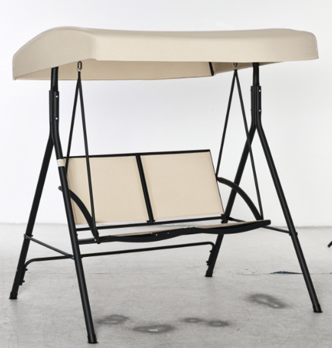 2-zits tuinschommel met verstelbaar zonnescherm, 140x118x162 cm, beige