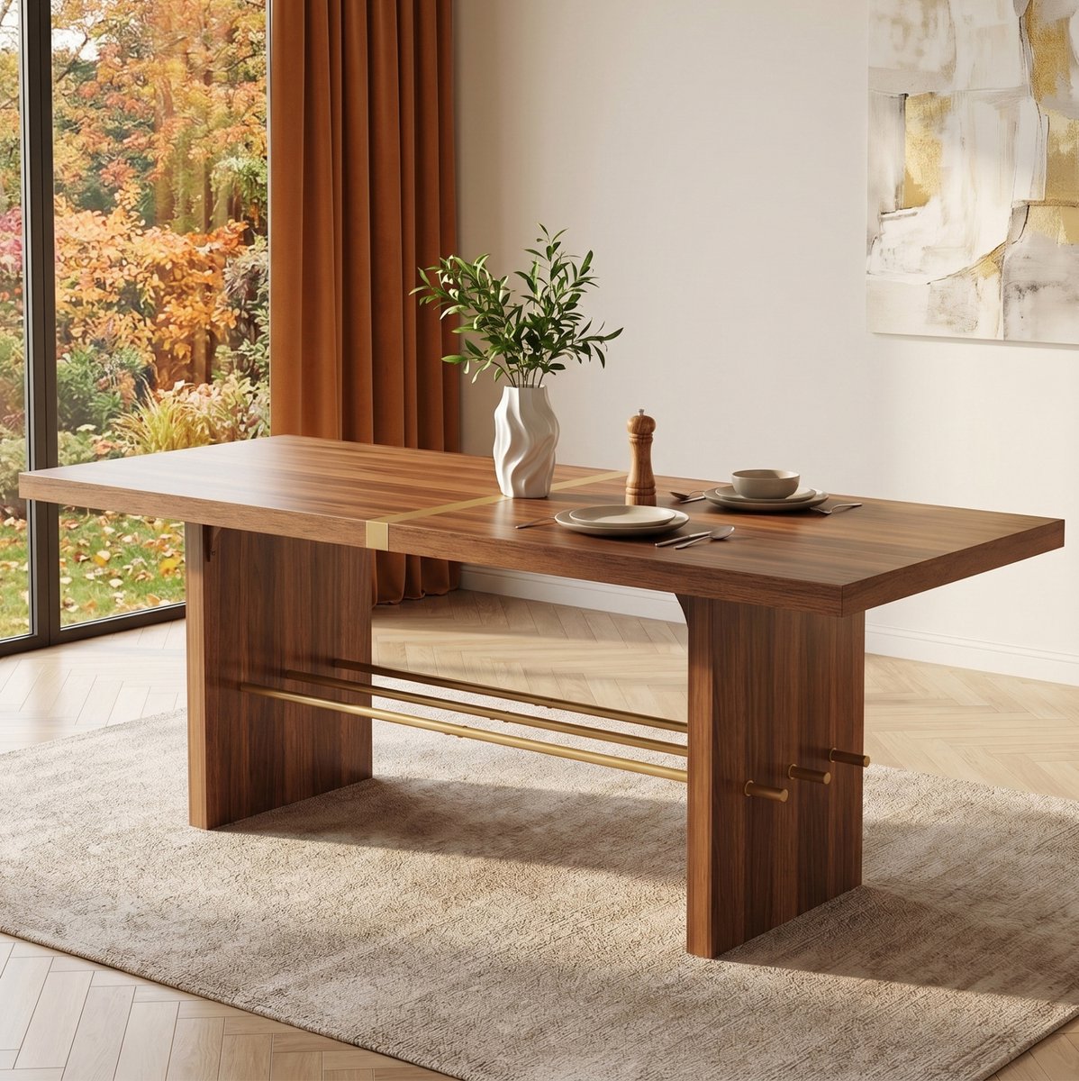 OKWISH Eettafel - Water- En Krasbestendig - Voor Eetkamer En Woonkamer - 180 x 75 x 75 cm