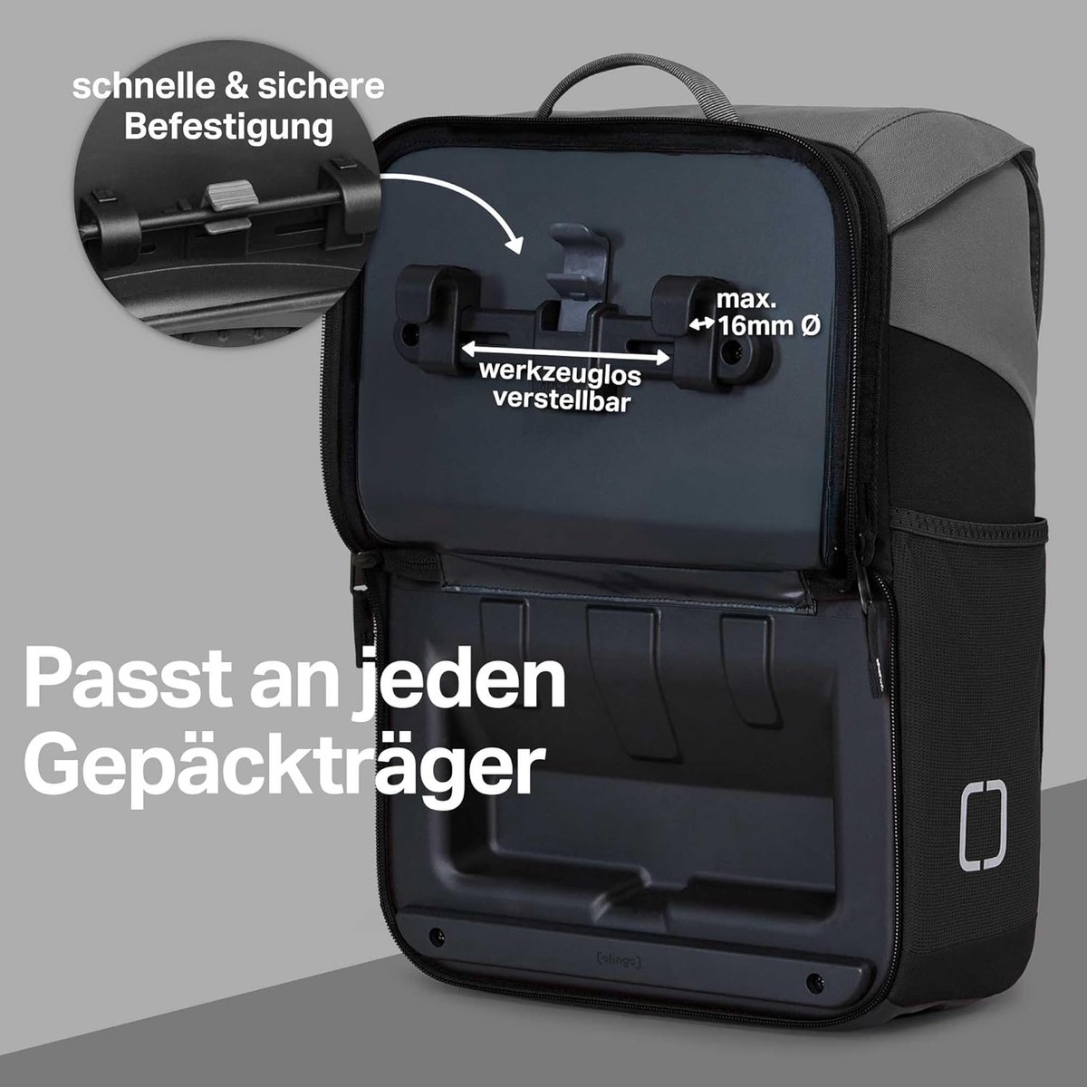 Thijox - Otinga Flip Move Fietstas Rugzak 16L Waterdicht Grafiet-Zwart - Omgebouwd in 7 Seconden voor Bagagedrager - Multifunctionele Fietstas en Rugz