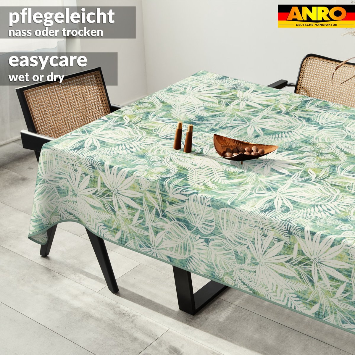 ANRO Tafelkleed Bladeren Beige 240x140cm Met sierband Afwasbaar Waterafstotend Binnen & Buiten