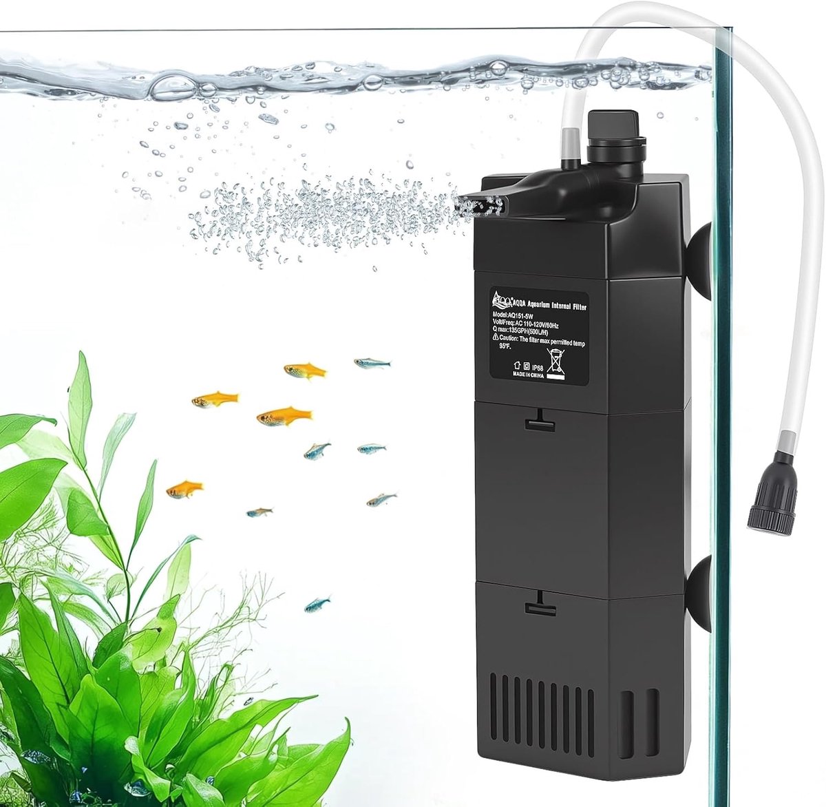 Thijox - AQQA Aquarium Filter 12W voor helder en gezond aquariumwater, veelzijdige waterfiltratie, energiezuinig, geschikt voor zoet- en zoutwateraqua
