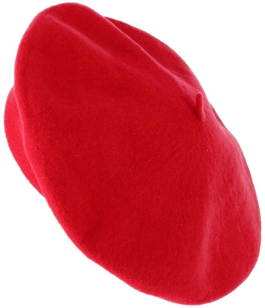 Baret - Rood - Franse baret - Baretje - Franse hoed - Red beret - Frankrijk - Verkleed accessoire - Chique pet - Hoofddeksel - One size - Jonyx