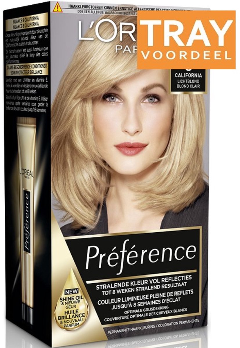 L'OREAL PREFERENCE 8 CALIFORNIA LICHTBLOND HAARVERF 6 X 1 STUK