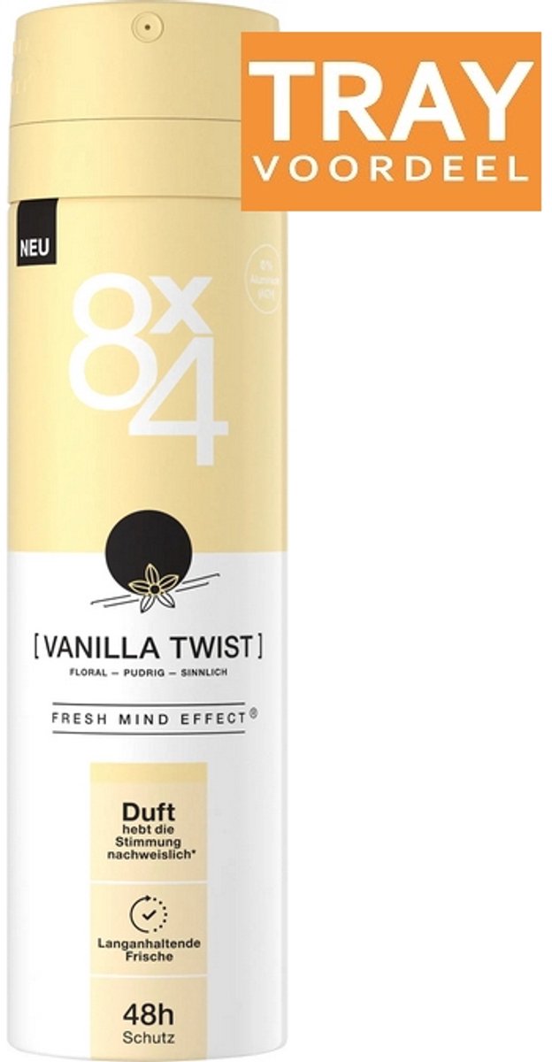 8X4 VANILLA TWIST DEODORANT SPRAY 30 X 150 ML