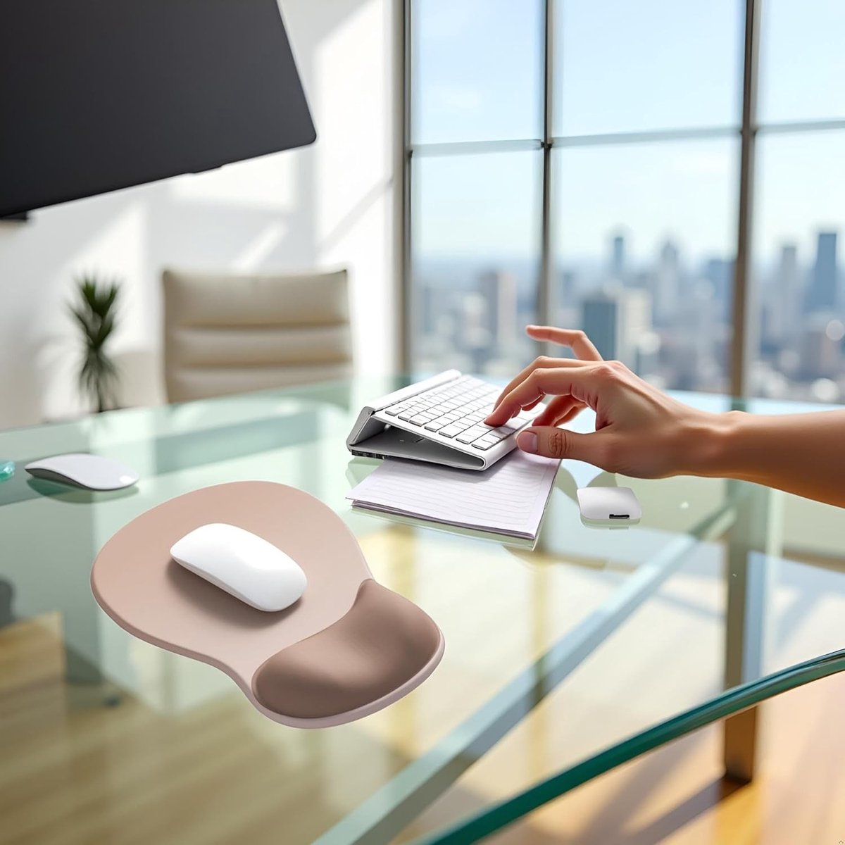 Ergonomische Muismat met Gelkussen en Handsteun, Antislip Ondergrond voor Computer en Laptop, Comfortabele Polssteun