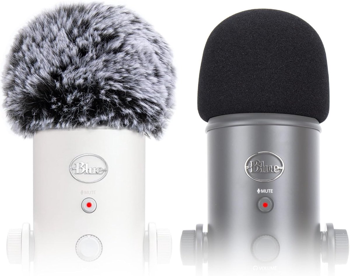 SnelShoppen - Pop Filter Set voor Microfoon - Foam en Furry Windscherm voor USB Condenser Microfoon - Geluidsisolatie - 2 Stuks voor Binnen en Buiten