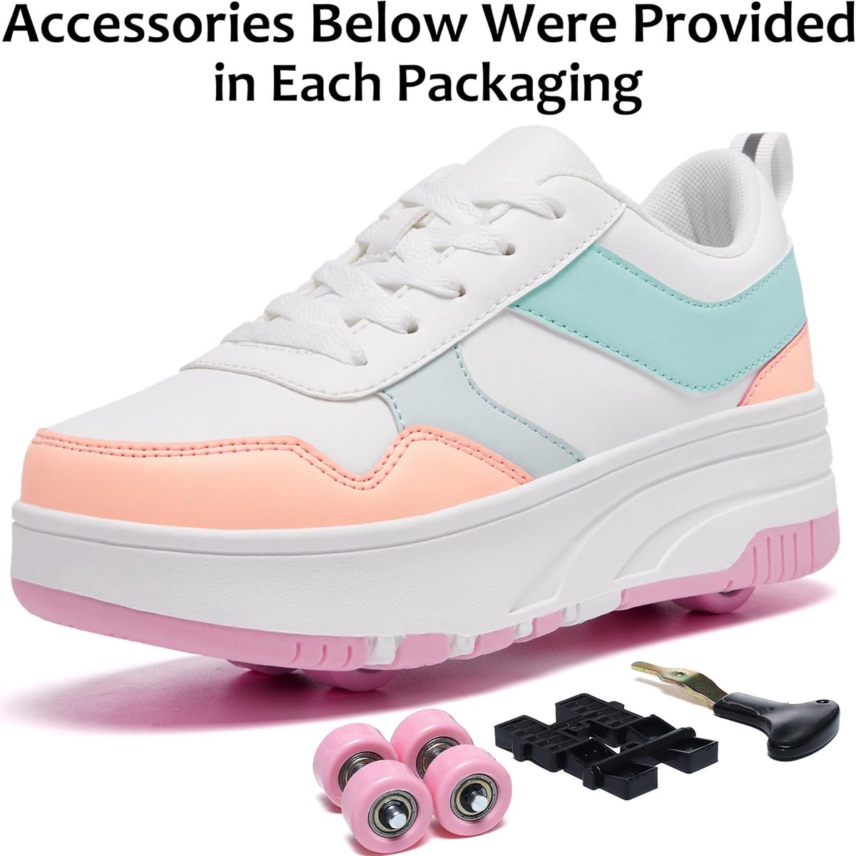Roller skates kinderen - maat 30-36 - modieuze sneakers - detachabele wielen - SnelShoppen