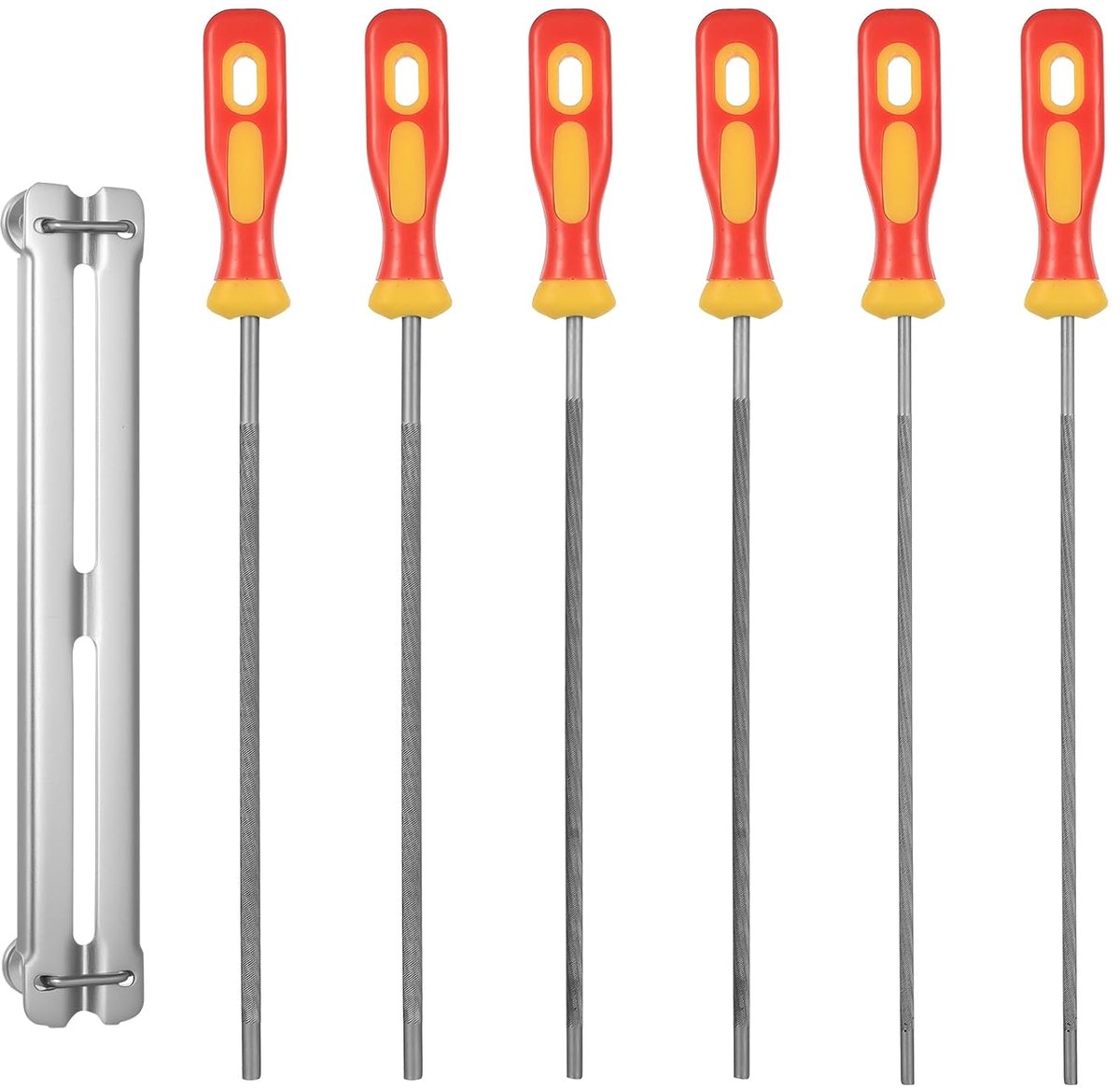 Thijox - 7 Stuks Ronde Vijlen voor Kettingzaag, Slijpen Vijlen Set met Handvat, 4,0 mm, 4,8 mm, 5,5 mm, Hoogwaardige Staal, Geschikt voor Zaagkettinge